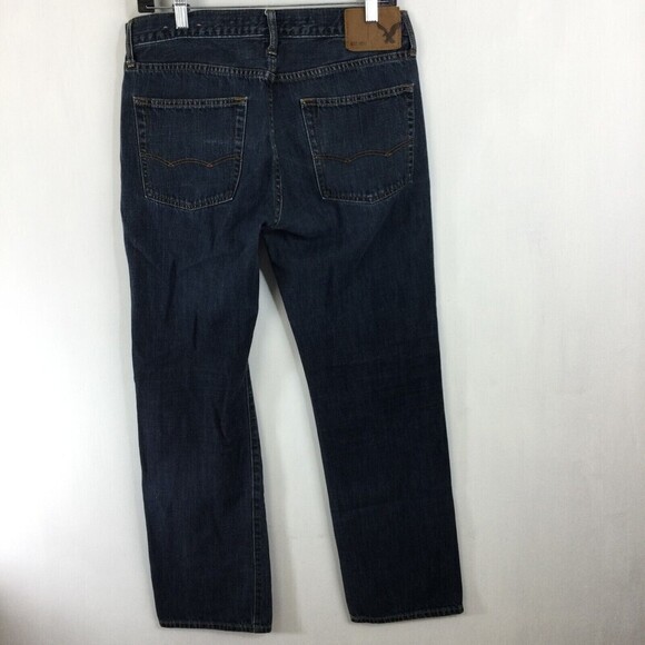American Eagle Outfitters Men Original Straight Dark Wash Blue Denim Jeans 31/32 - Picture 2 of 9